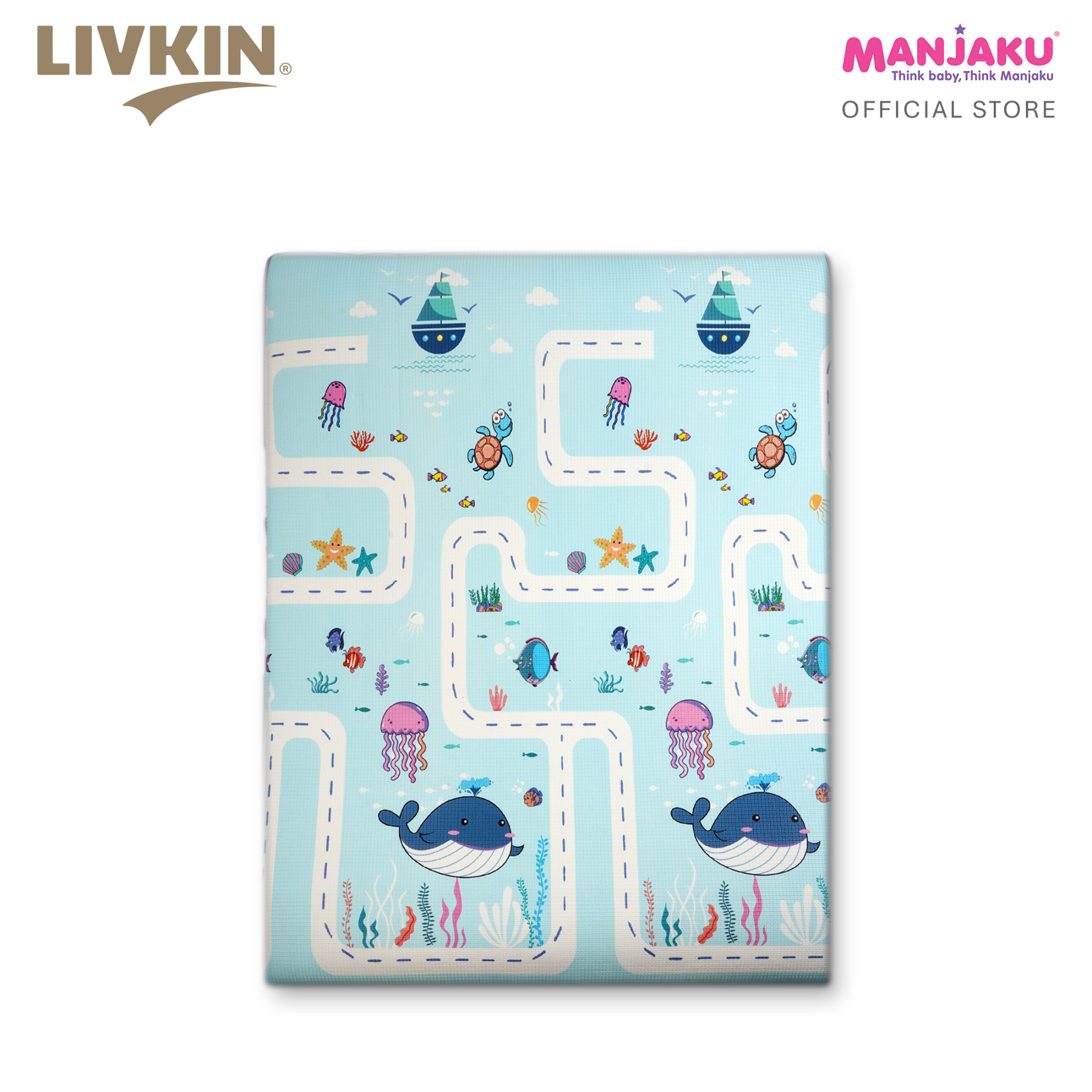 LIVKIN ROLLED PLAYMAT 150 X 180 X 1.5CM - SAFARI / UNDER THE SEA
