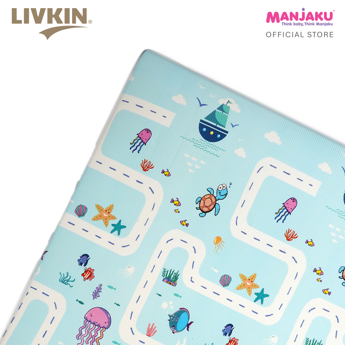 LIVKIN ROLLED PLAYMAT 150 X 180 X 1.5CM - SAFARI / UNDER THE SEA