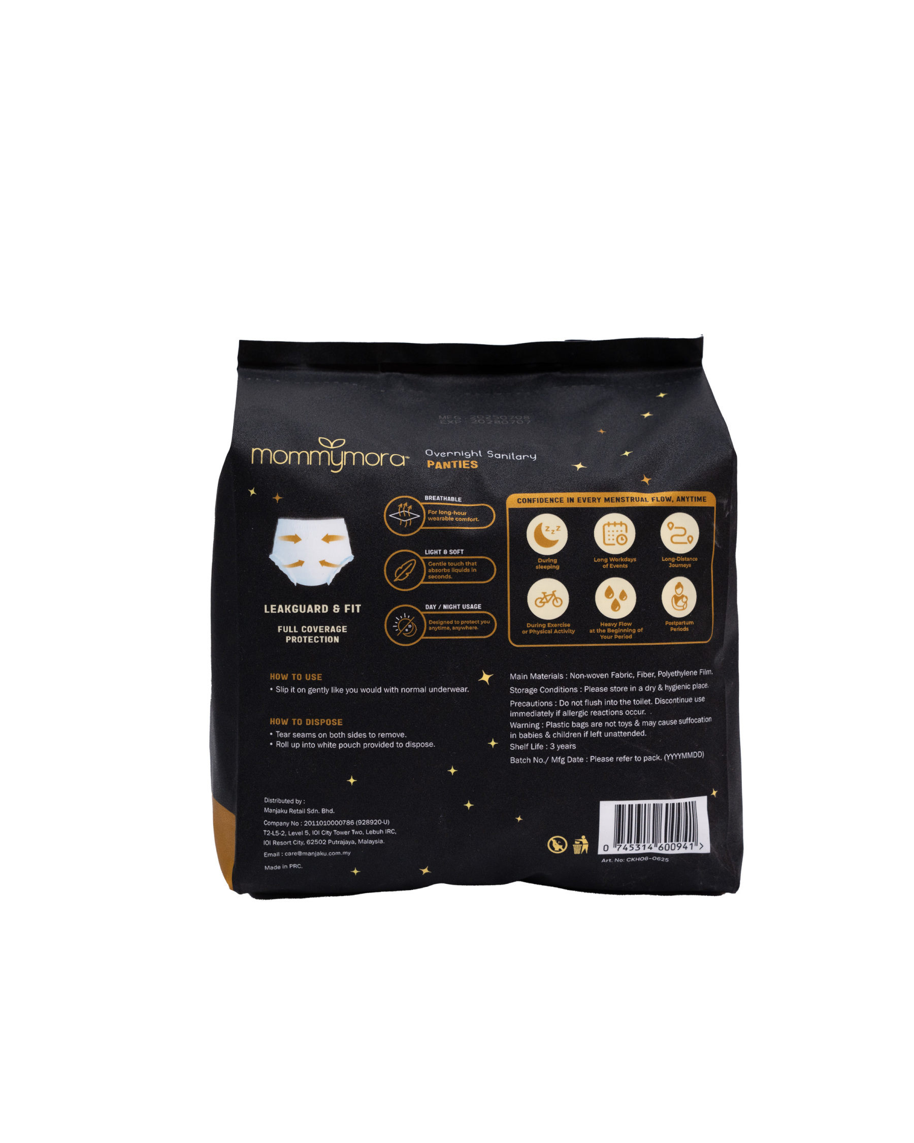 MOMMYMORA OVERNIGHT PANTIES XL/XXL 6 PCS / PACK