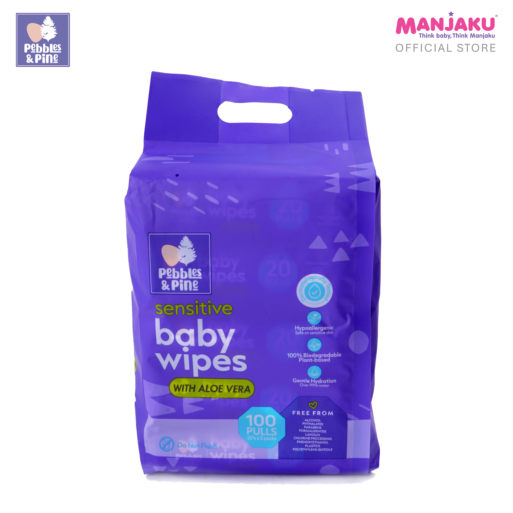 PEBBLES & PINE B.WIPES 5X20S ALOE VERA