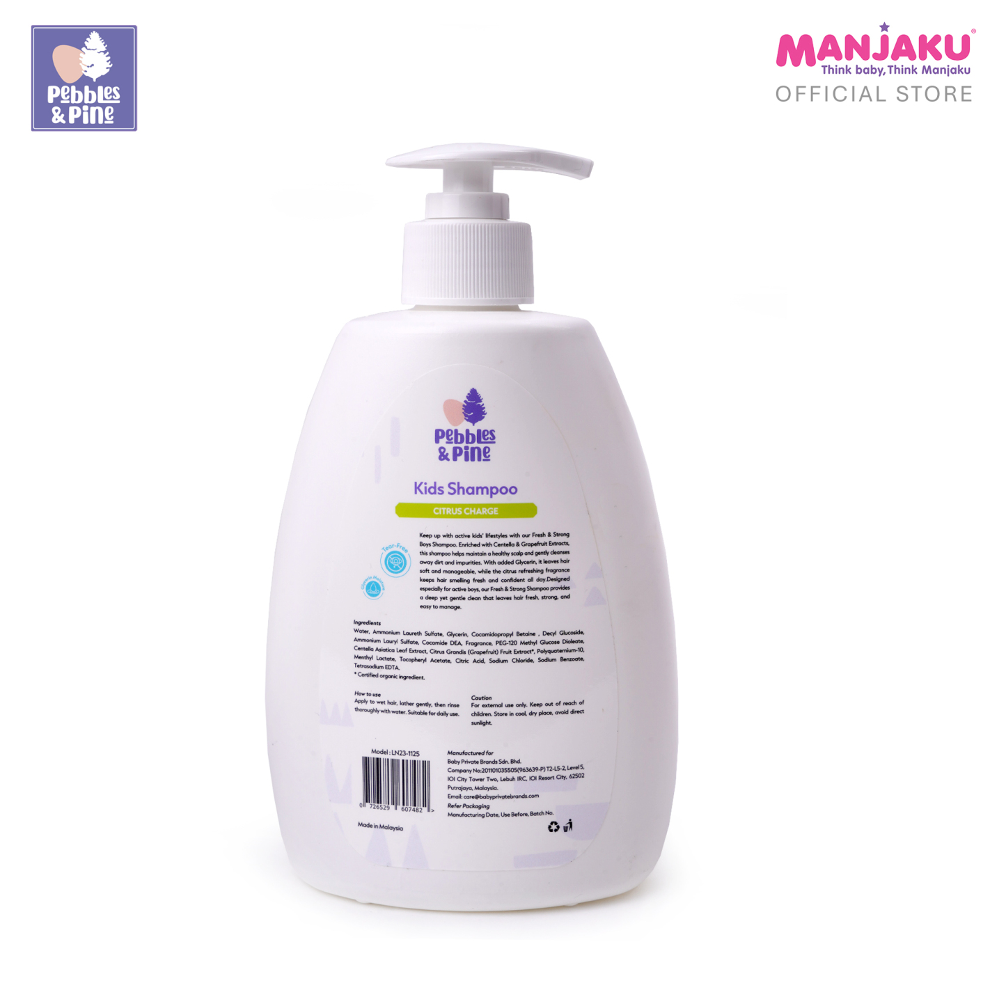 PEBBLES & PINE KIDS BOY SHAMPOO CITRUS CHARGE 500ML