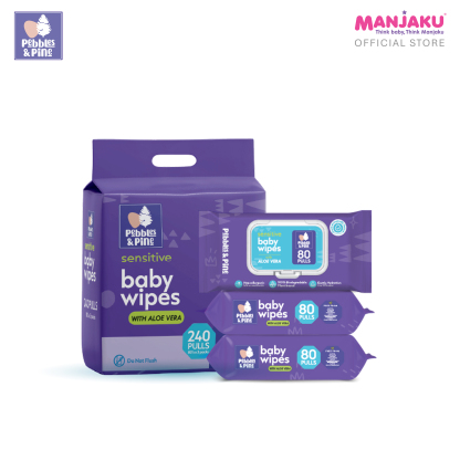 PEBBLES & PINE B.WIPES 3X80S ALOE VERA