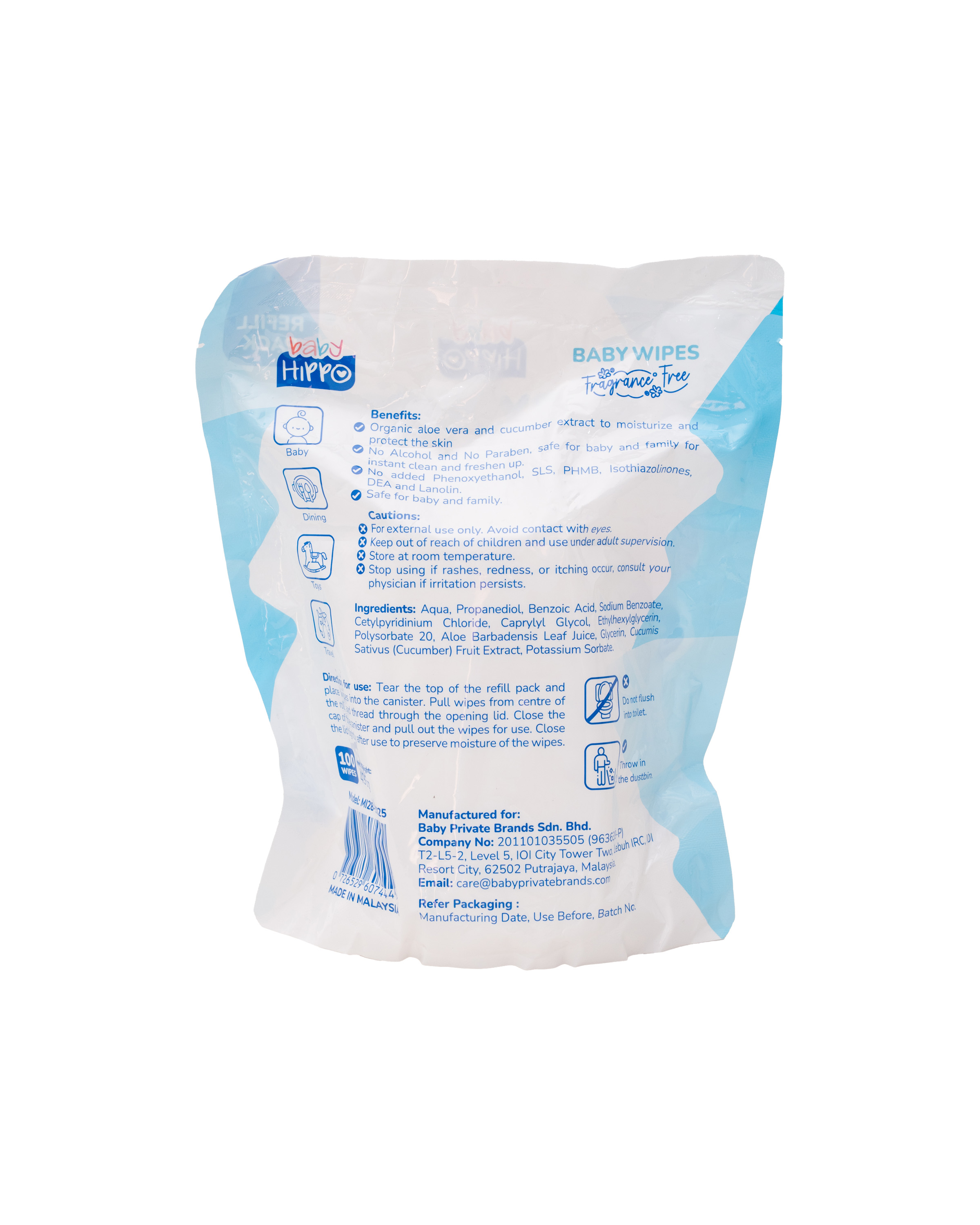 B.HIPPO B.WIPES 100S REFILL FRAGRANCE FREE