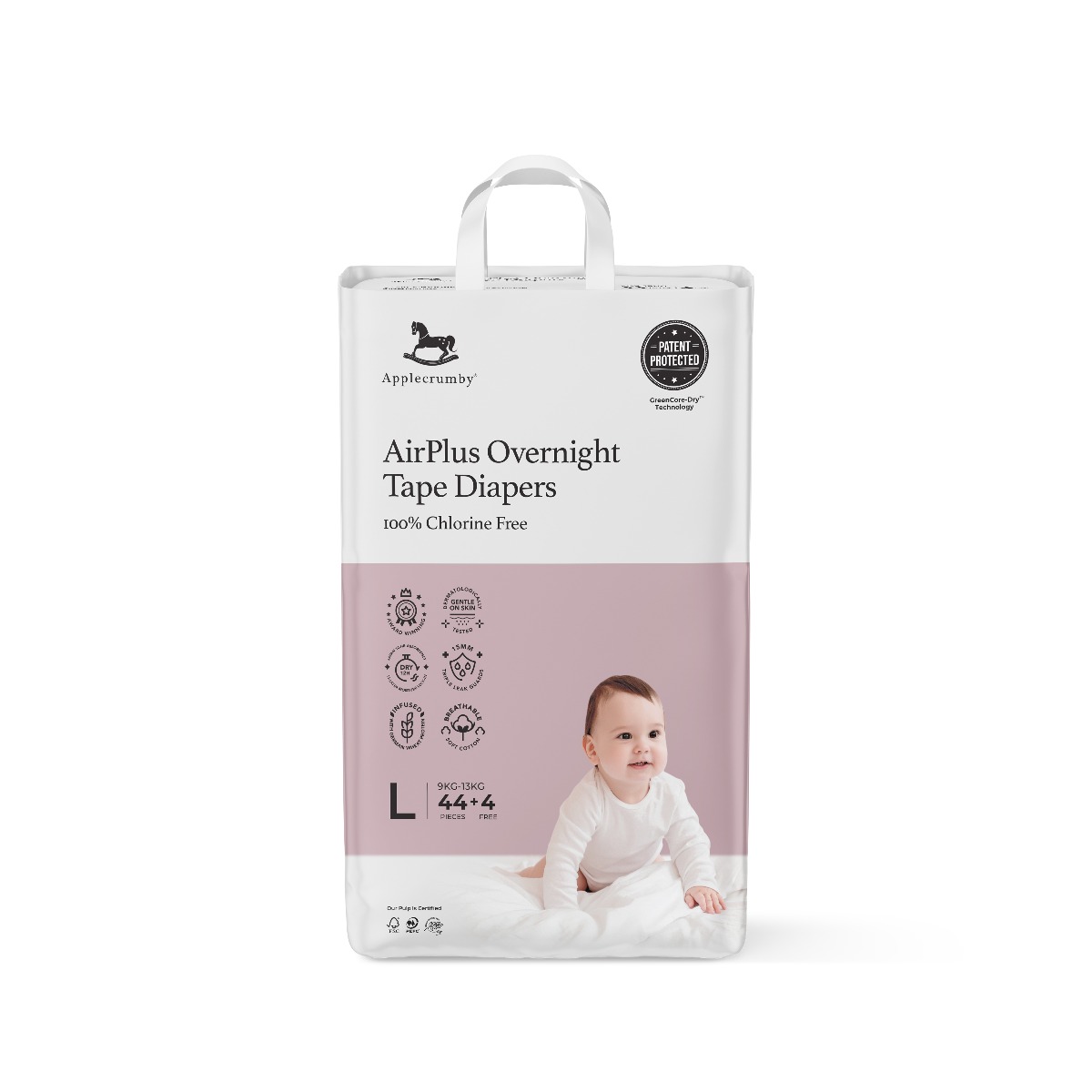 Applecrumby AirPlus Overnight Tape L44 Diapers