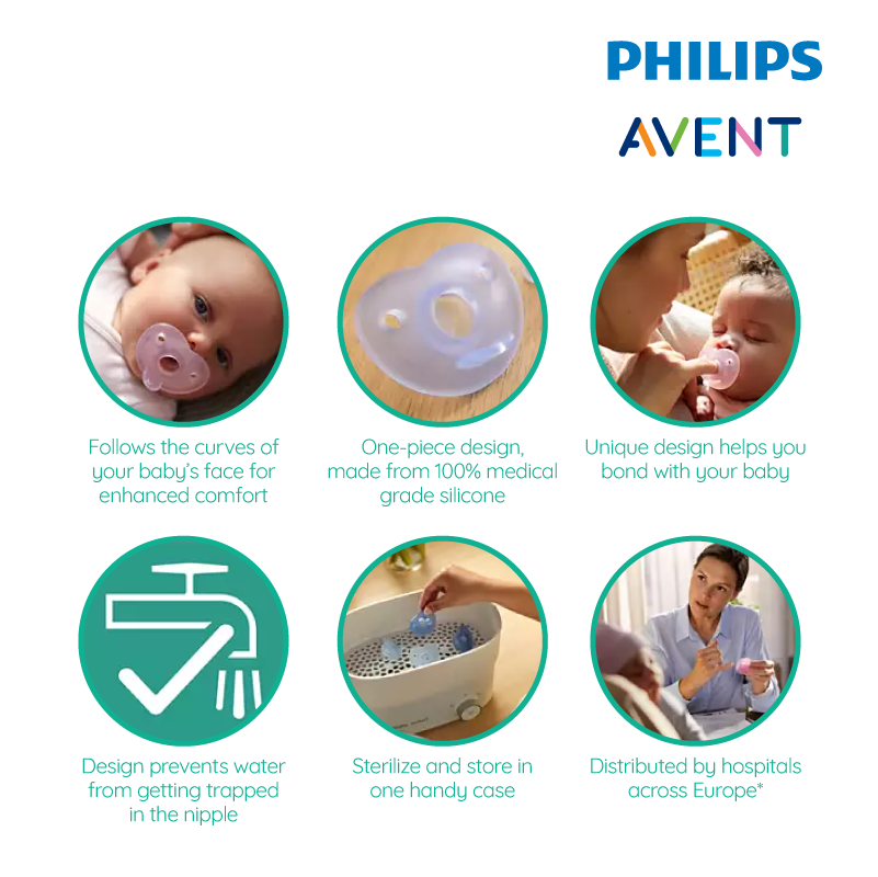 Philips Avent Curved Soothie (2 Pieces) - 0-6 Months (Boy)