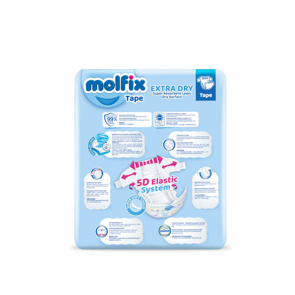 Molfix Extra Dry Tape Diaper Super Jumbo Pack (NB60)
