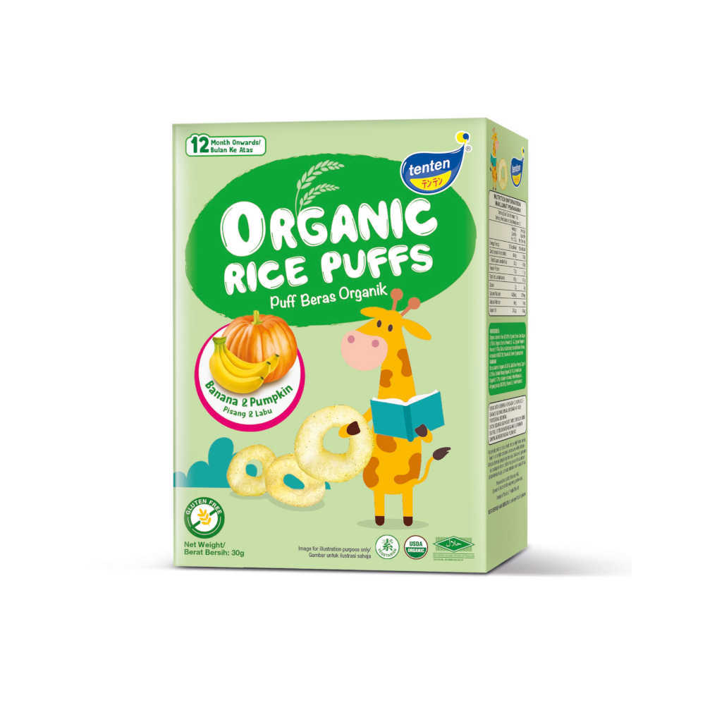 Tenten Organic Rice Puffs - Banana & Pumpkin 30G
