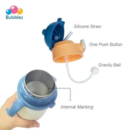 Bubbles Togo 2in1 Stainless Steel Straw Bottle (Lion) 360ml