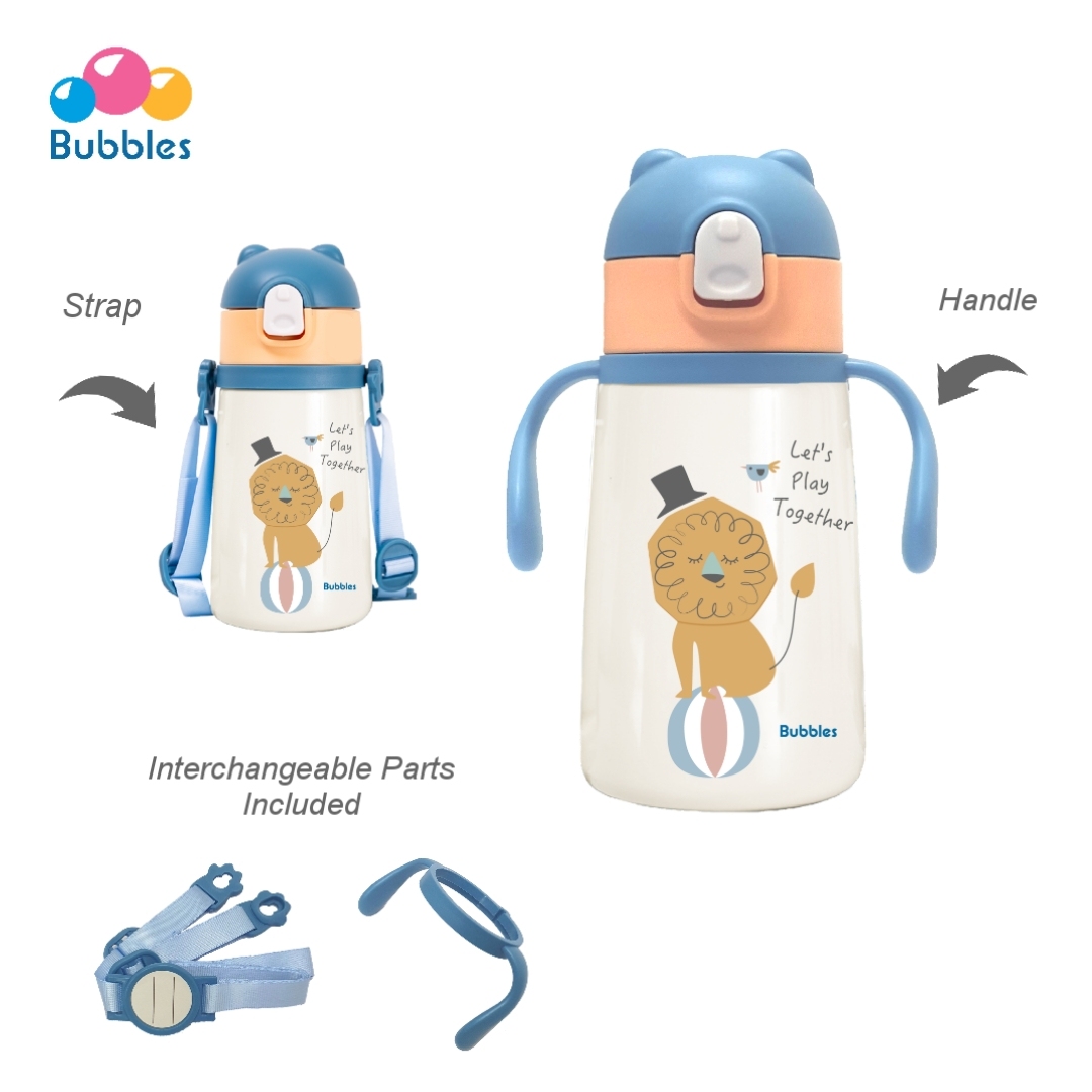 Bubbles Togo 2in1 Stainless Steel Straw Bottle (Lion) 360ml