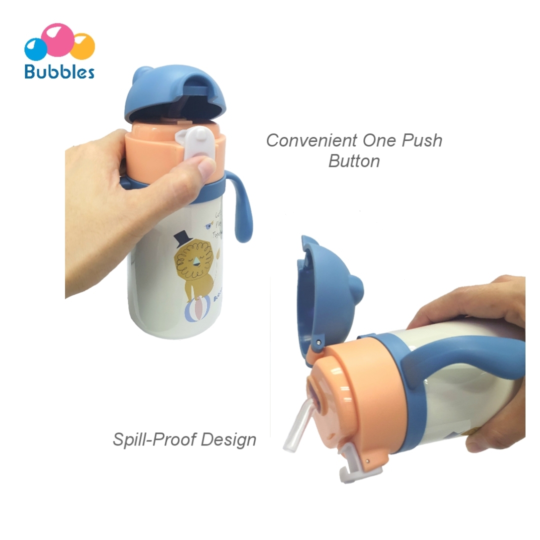 Bubbles Togo 2in1 Stainless Steel Straw Bottle (Lion) 360ml