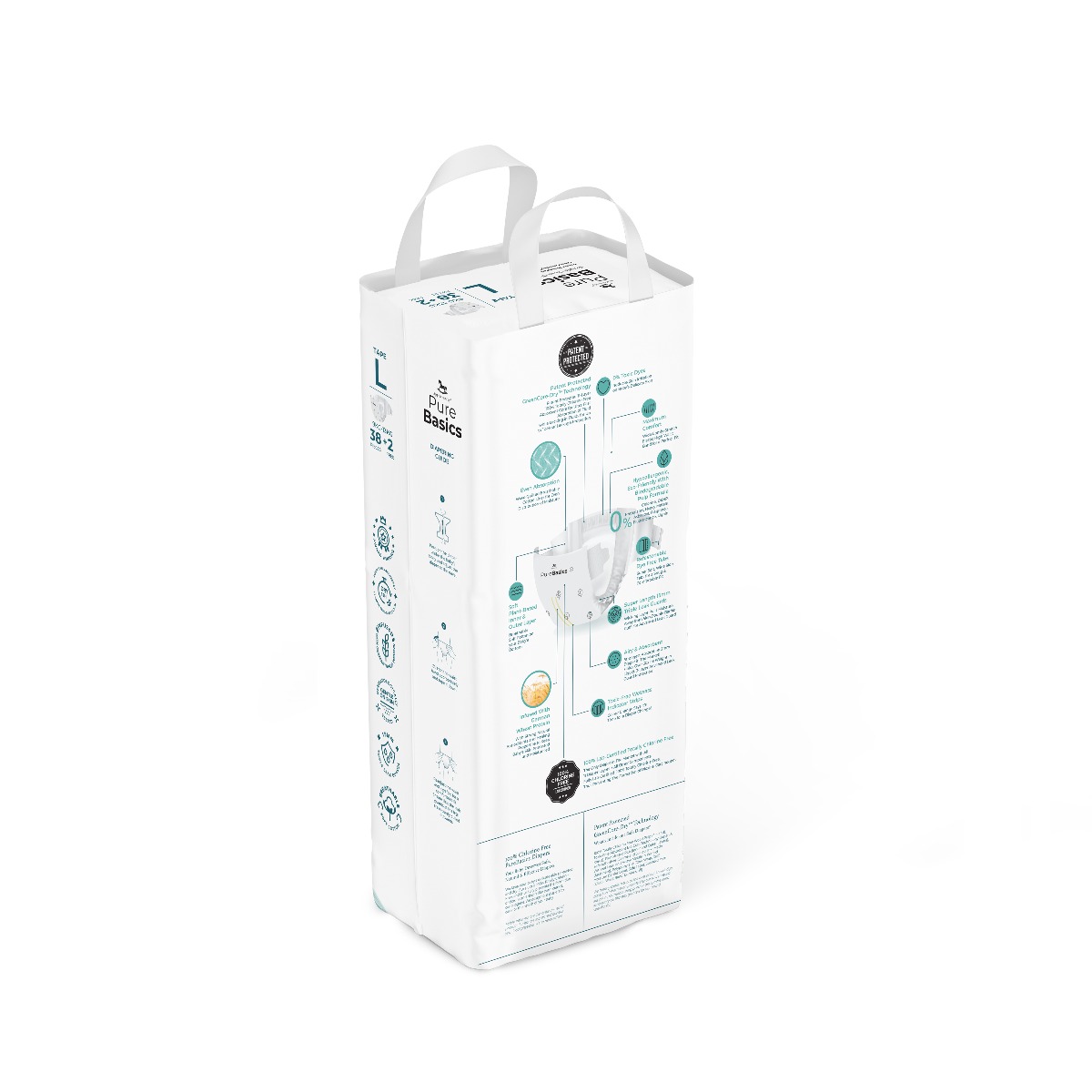 Applecrumby PureBasics Tape Diapers - L38