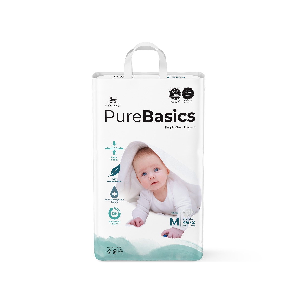 Applecrumby PureBasics Tape Diapers - M46