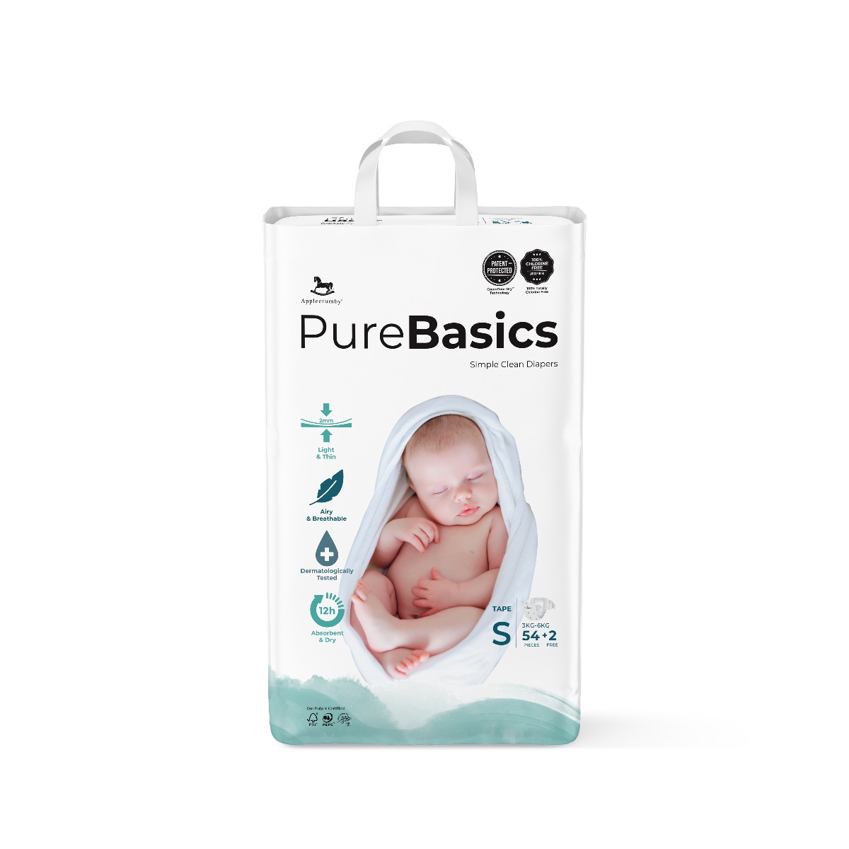 Applecrumby PureBasics Tape Diapers - S54