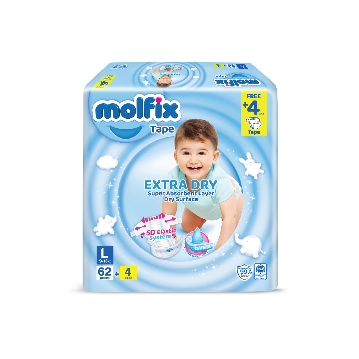 Molfix Extra Dry Super Jumbo Pack (S82/M74/L62/XL50/XXL40)