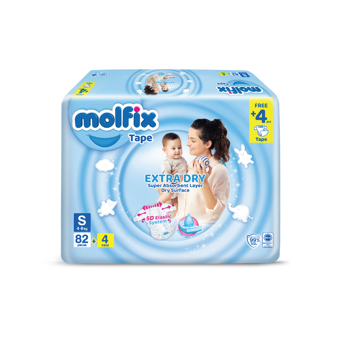 Molfix Extra Dry Super Jumbo Pack (S82/M74/L62/XL50/XXL40)