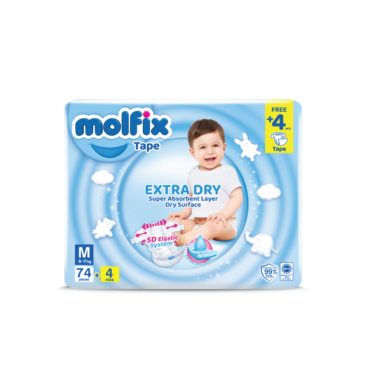 Molfix Extra Dry Super Jumbo Pack (S82/M74/L62/XL50/XXL40)