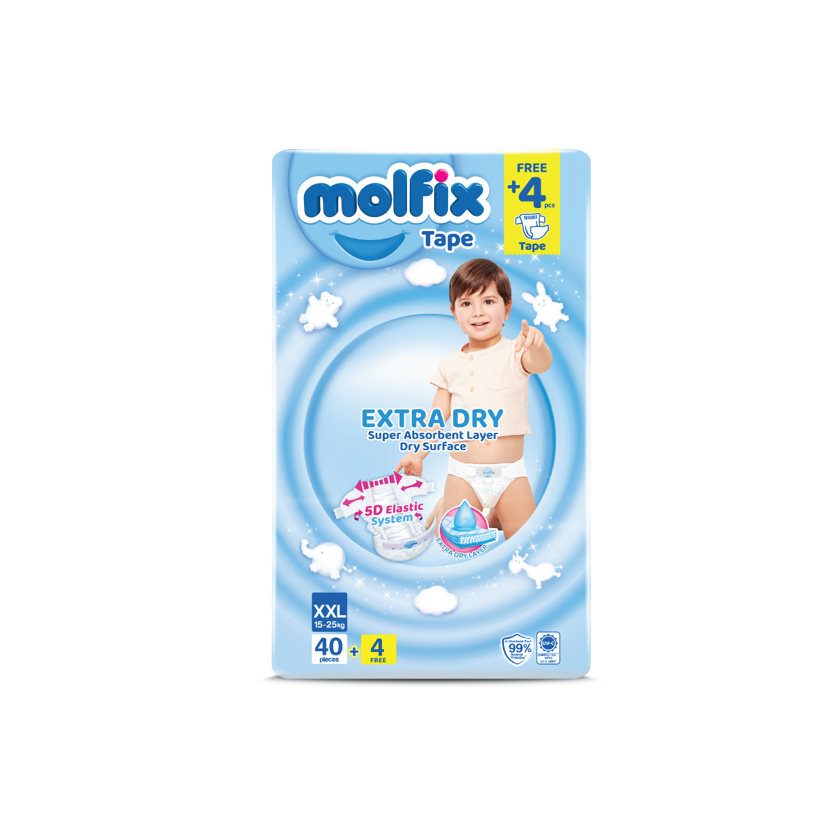 Molfix Extra Dry Super Jumbo Pack (S82/M74/L62/XL50/XXL40)