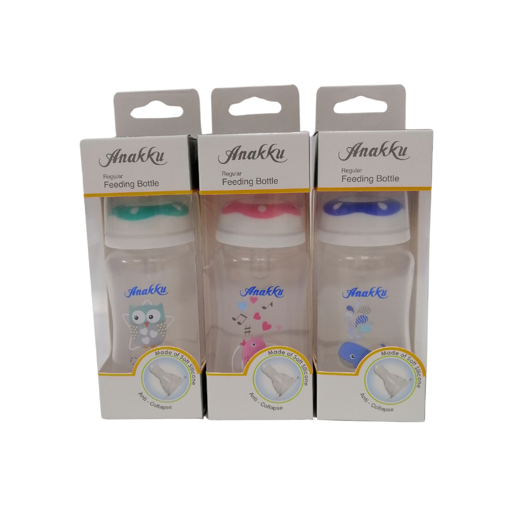 Anakku Feeding Bottle With Anticollapse Teat - 4oz/120ml - 163-601 - Assorted Color