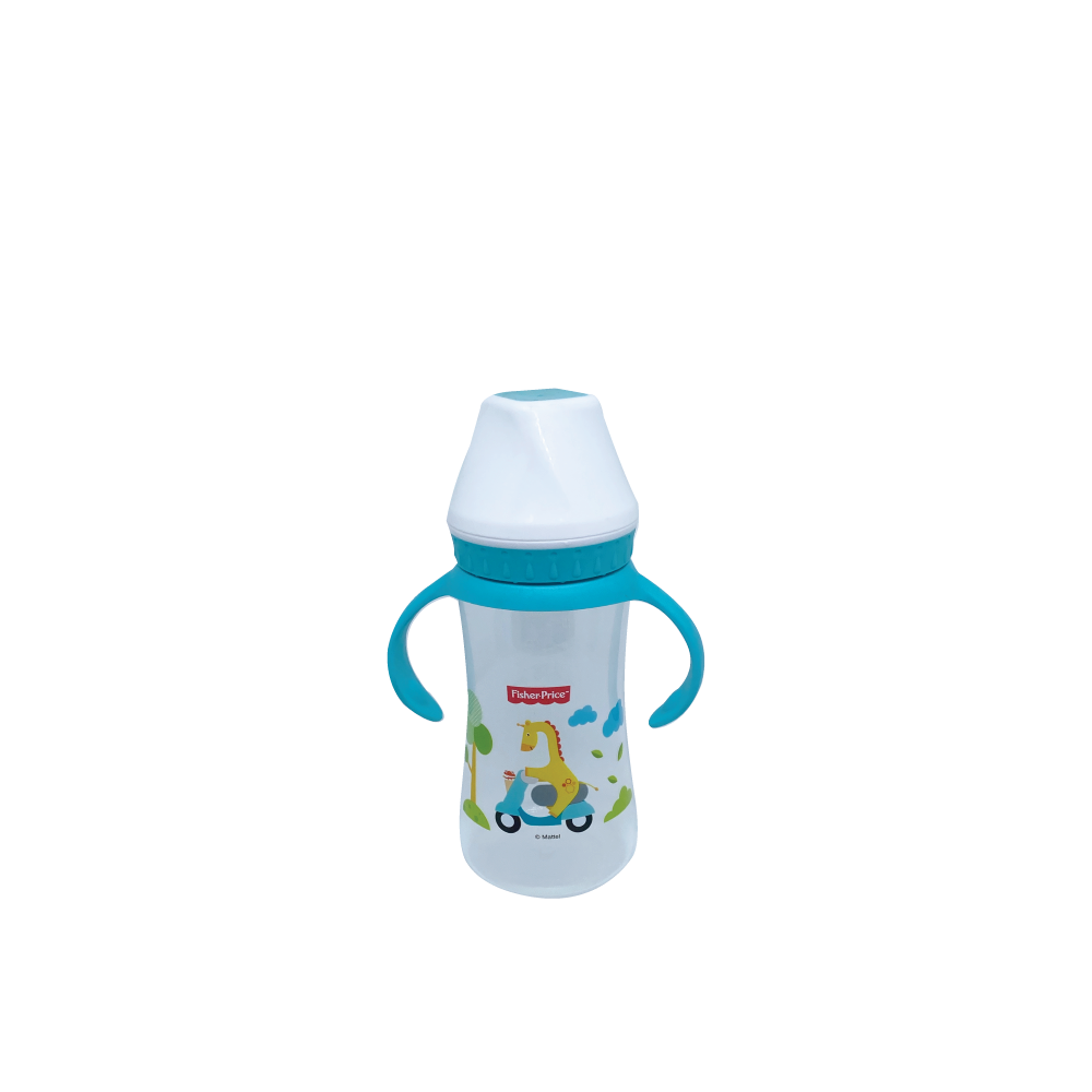 Fisher Price PP Wide Neck Feeding Bottle With Handle & Anticolic Tube (12oz) - Assorted Color