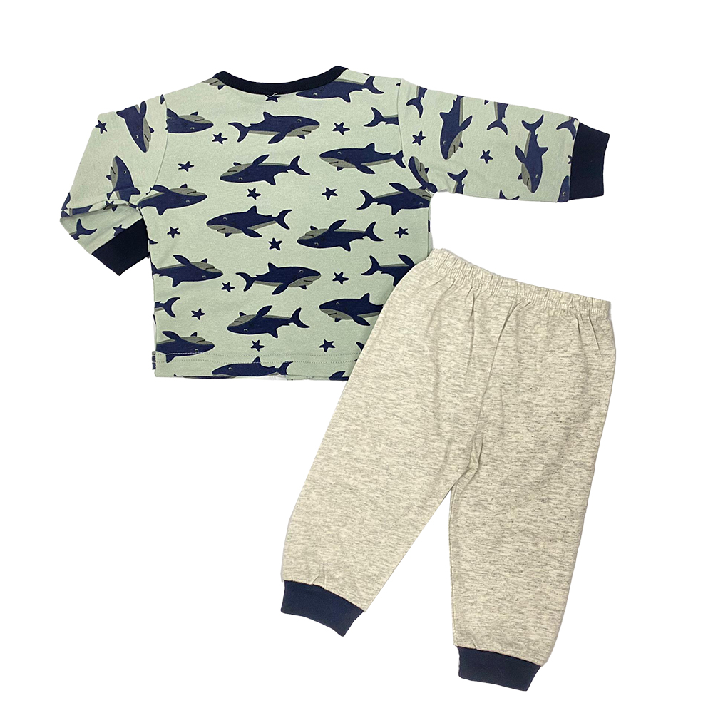 Baby Hippo Boy Infant Suitset Long sleeve (HFS0224-23007) - Olive