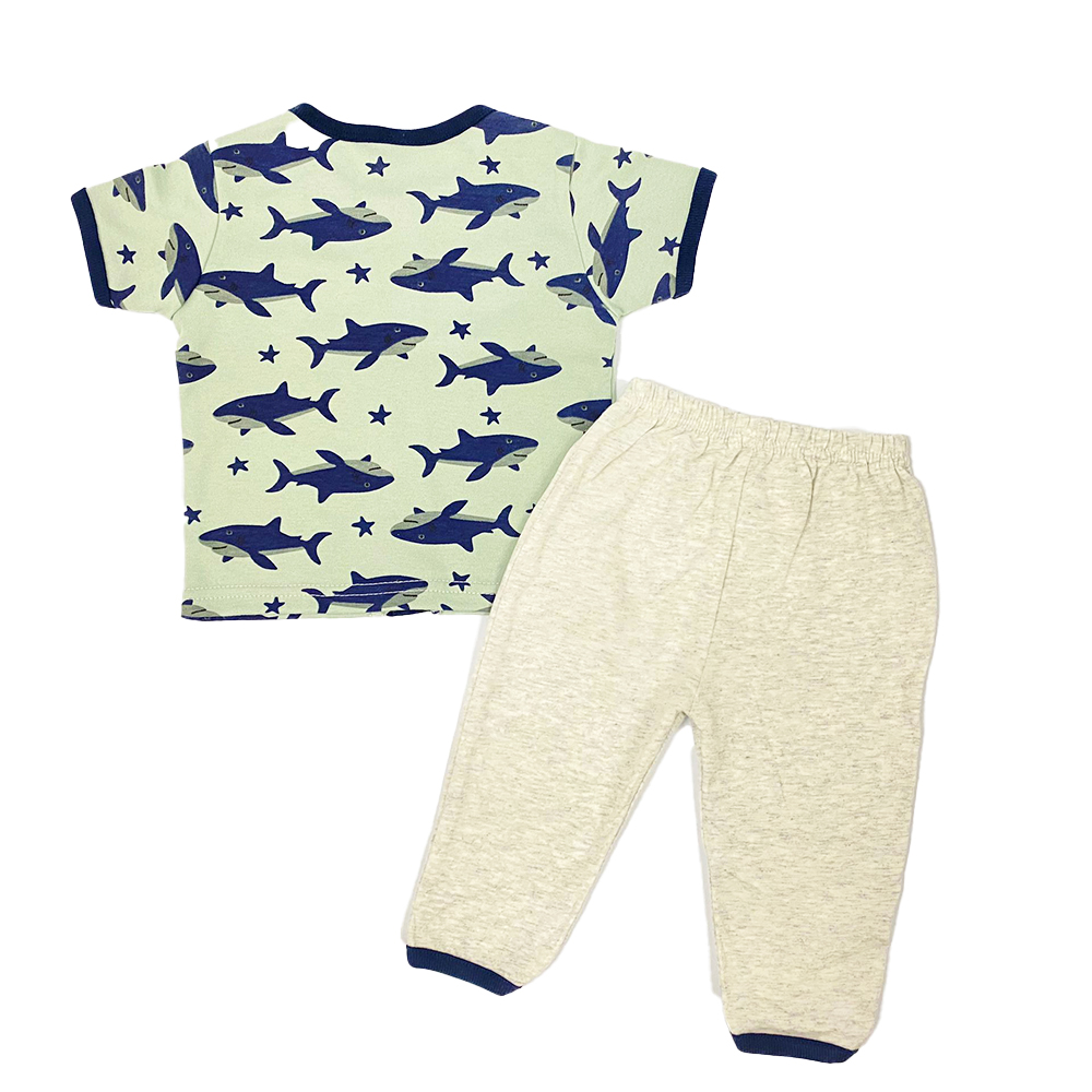 Baby Hippo Boy Infant Suitset Short Sleeve (HFS0224-23006) - Olive