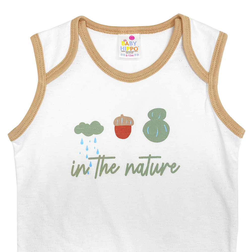 Baby Hippo Unisex Infant Suitset Sleeveless (HFS0424-23011) - White