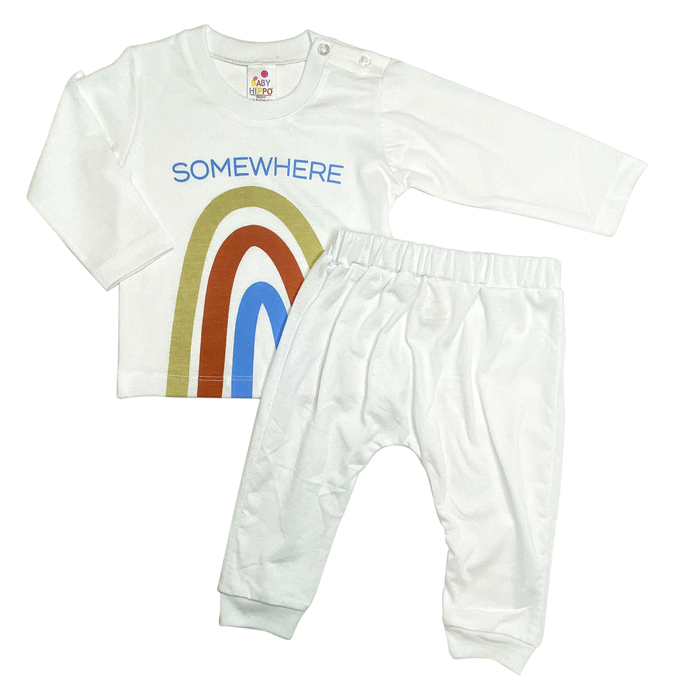 Baby Hippo Unisex Infant Suitset Long Sleeve (HFS0424-23013) - White