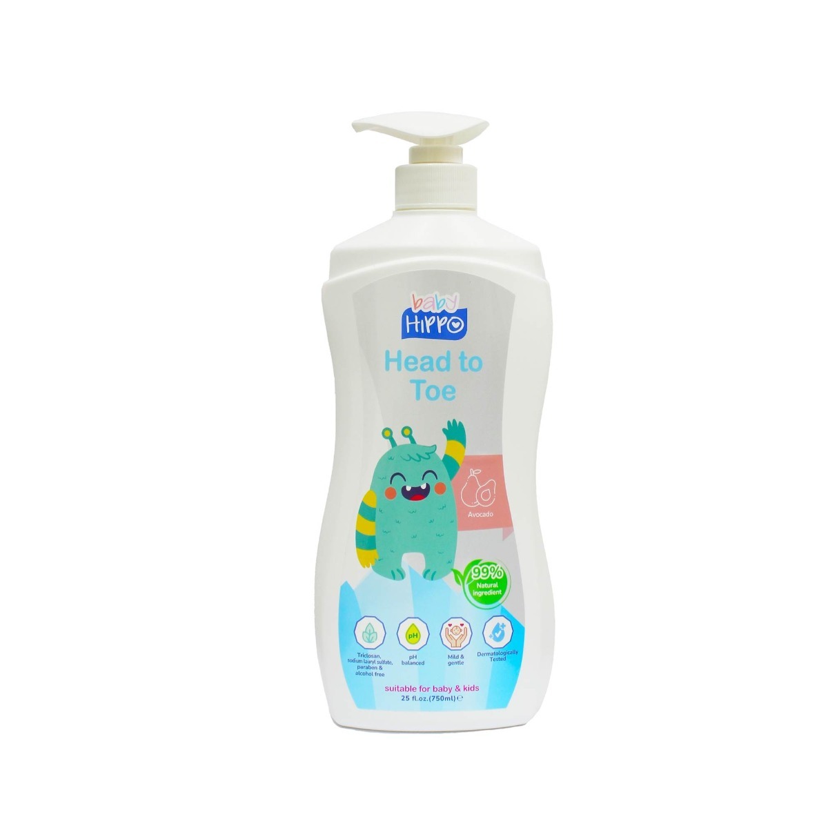 Baby Hippo Head to Toe 750ml - Avocado