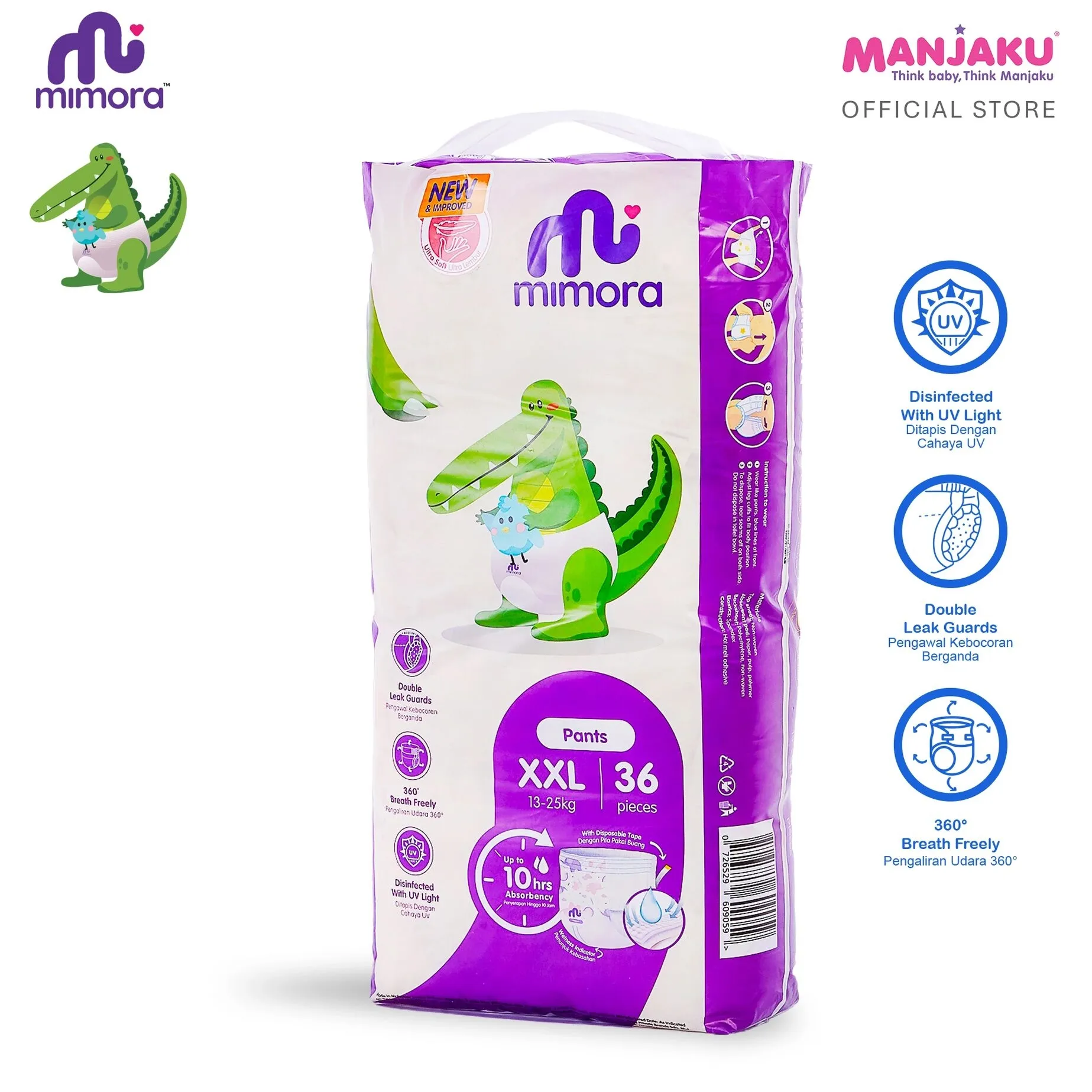 Mimora Chlorine Free Pants Diapers - XXL36 Bayi