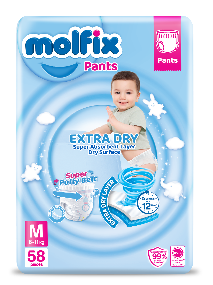 Molfix Extra Dry Pants Jumbo Pack (M58/L48/XL42/XXL36)