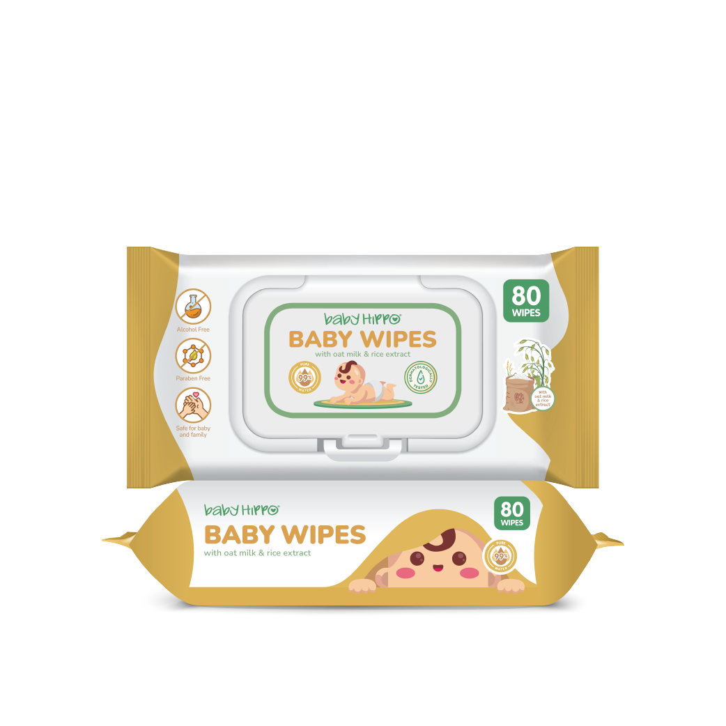 Baby Hippo Baby Wipes Milk - 2x80s