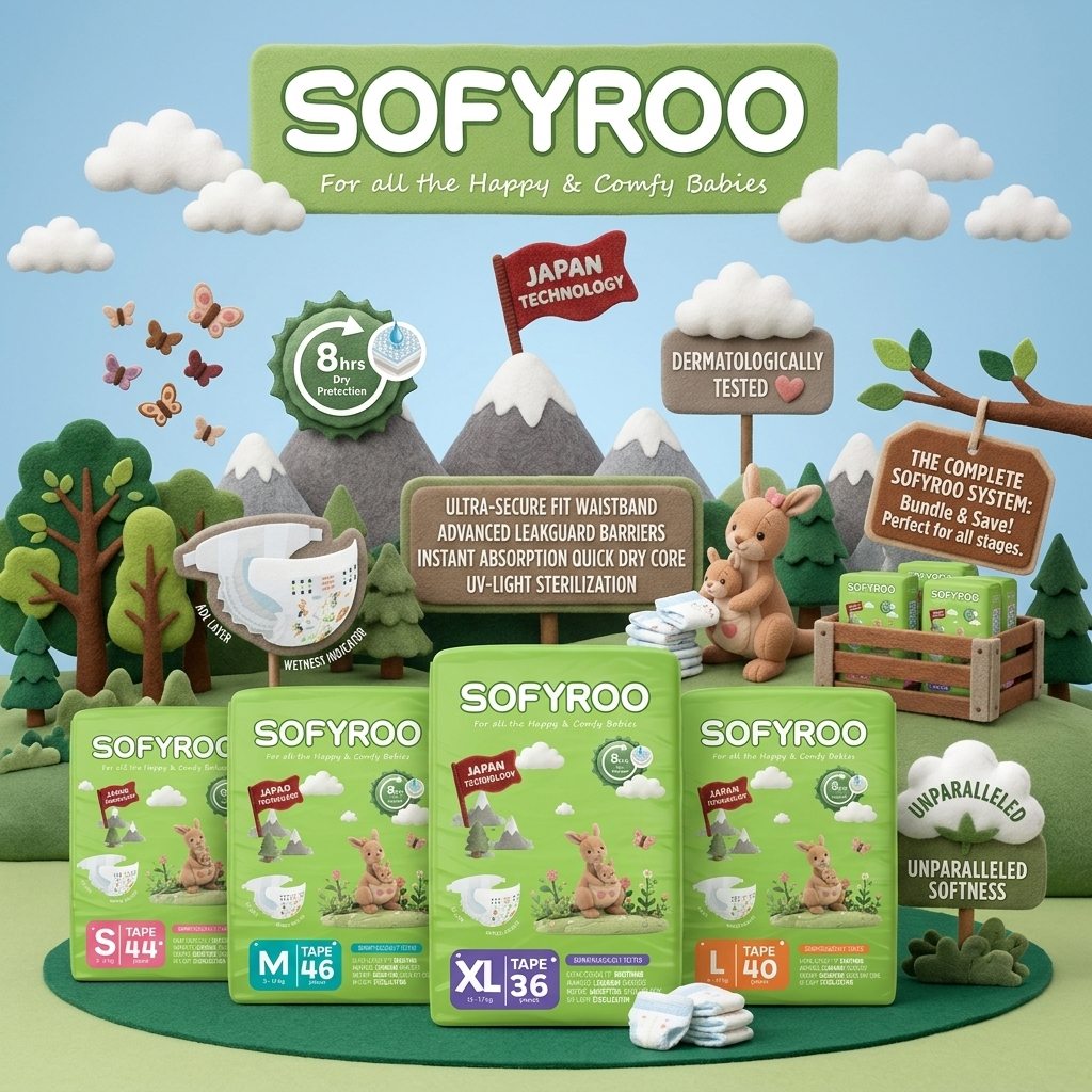 SOFYROO DIAPERS TAPE S44 / M46 / L40 / XL36