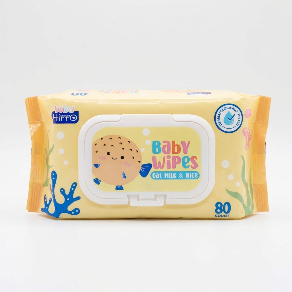 BABY HIPPO BABY WIPES 2X80S OAT MILK & RICE