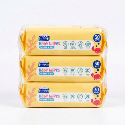 BABY HIPPO BABY WIPES 3X30S OAT MILK & RICE