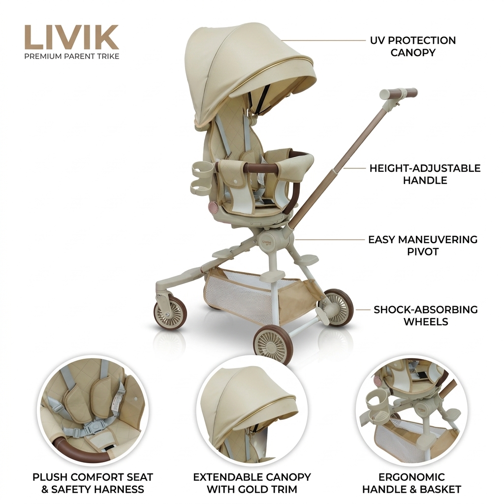 LIVKIN TE5 MAGIC STROLLER 2 WAY FACING BLACK / CREAM