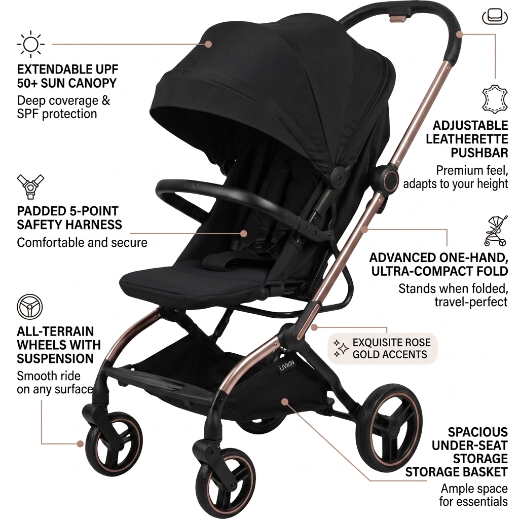 LIVKIN 360 REVERSIBLE STROLLER GK06 BLACK/GOLD