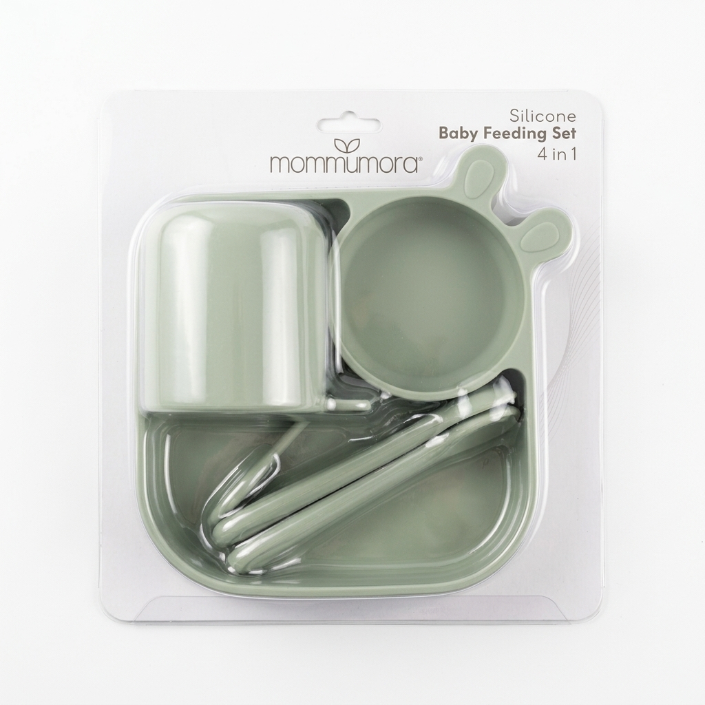 MOMMYMORA SILICONE BABY FEEDING SET 4IN1
