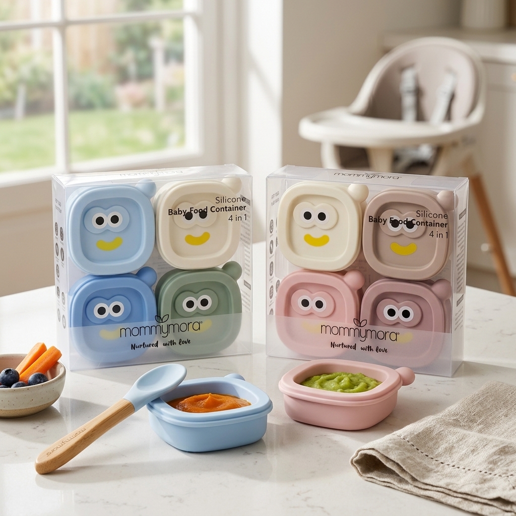 MOMMYMORA SILICONE FOOD CONTIANER 4-IN-1 WITH TRAY