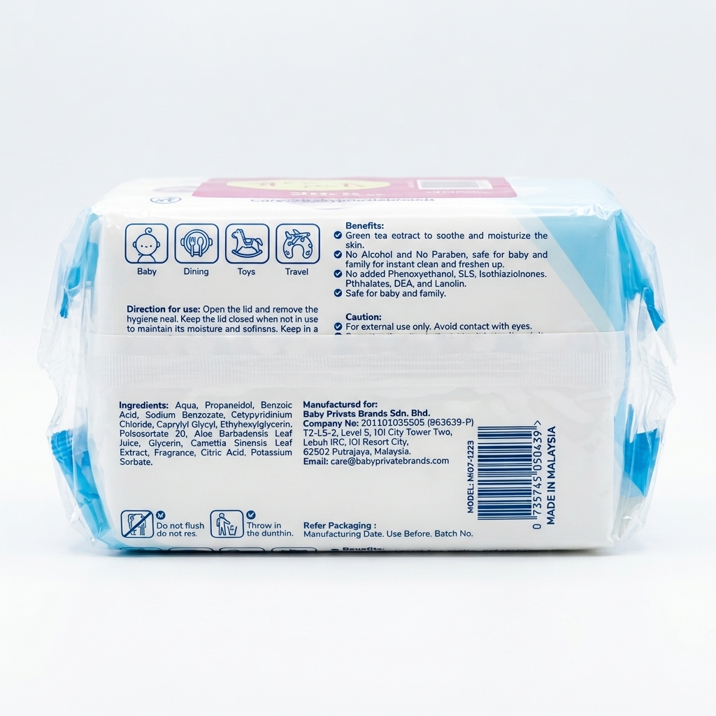 BABY HIPPO BABY WIPES 2X80S GREEN TEA