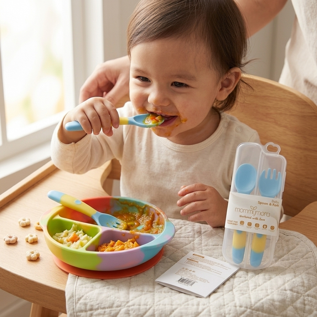 MOMMYMORA SPOON & FORK YELLOW