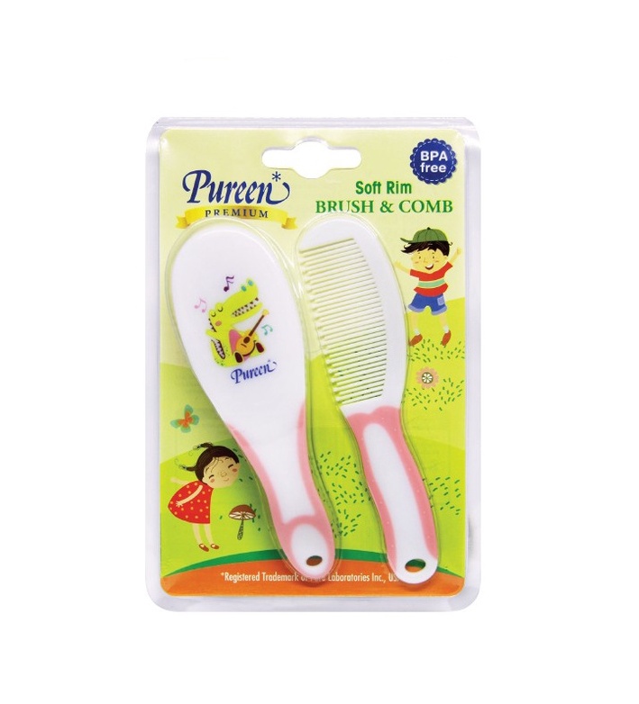 Pureen Soft Rim Brush & Comb (Assorted Colors)