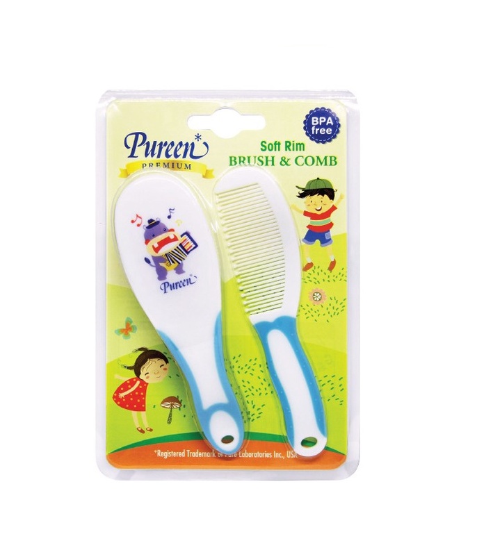 Pureen Soft Rim Brush & Comb (Assorted Colors)