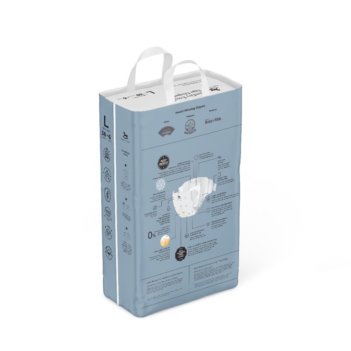Applecrumby SlimDry EasyDay Tape Diapers L38