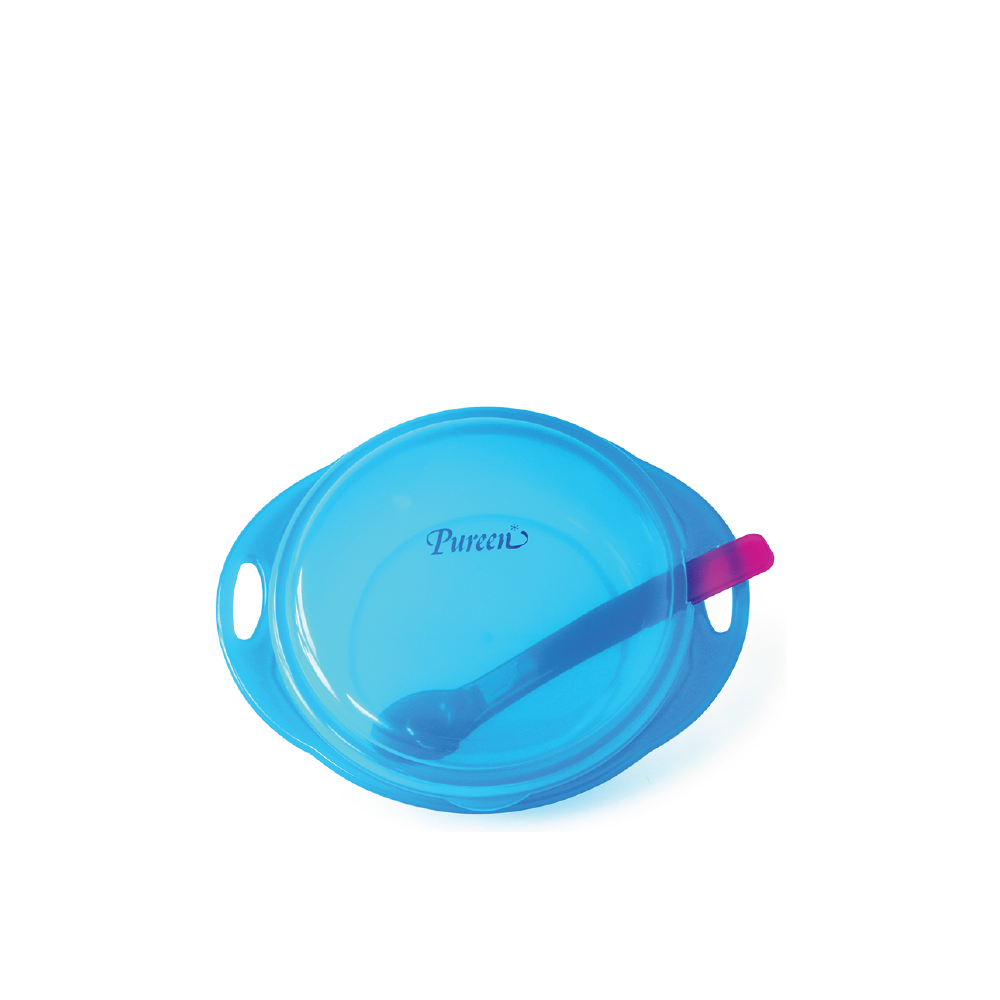 Pureen Feeding Set (Bowl With Cover & Spoon) - Assorted Colors