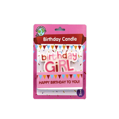 Party Planet Birthday Girl Die Cut Candle (Model No: 11014)