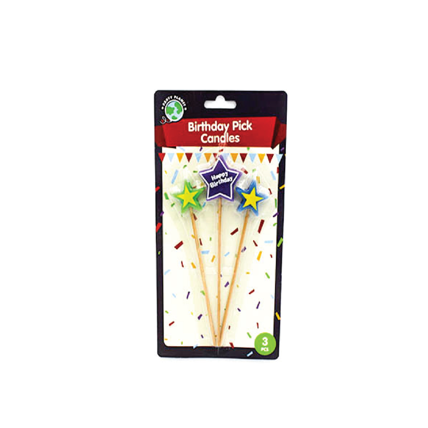 Party Planet Birthday 3 Pick Candle (Model No: 0068)