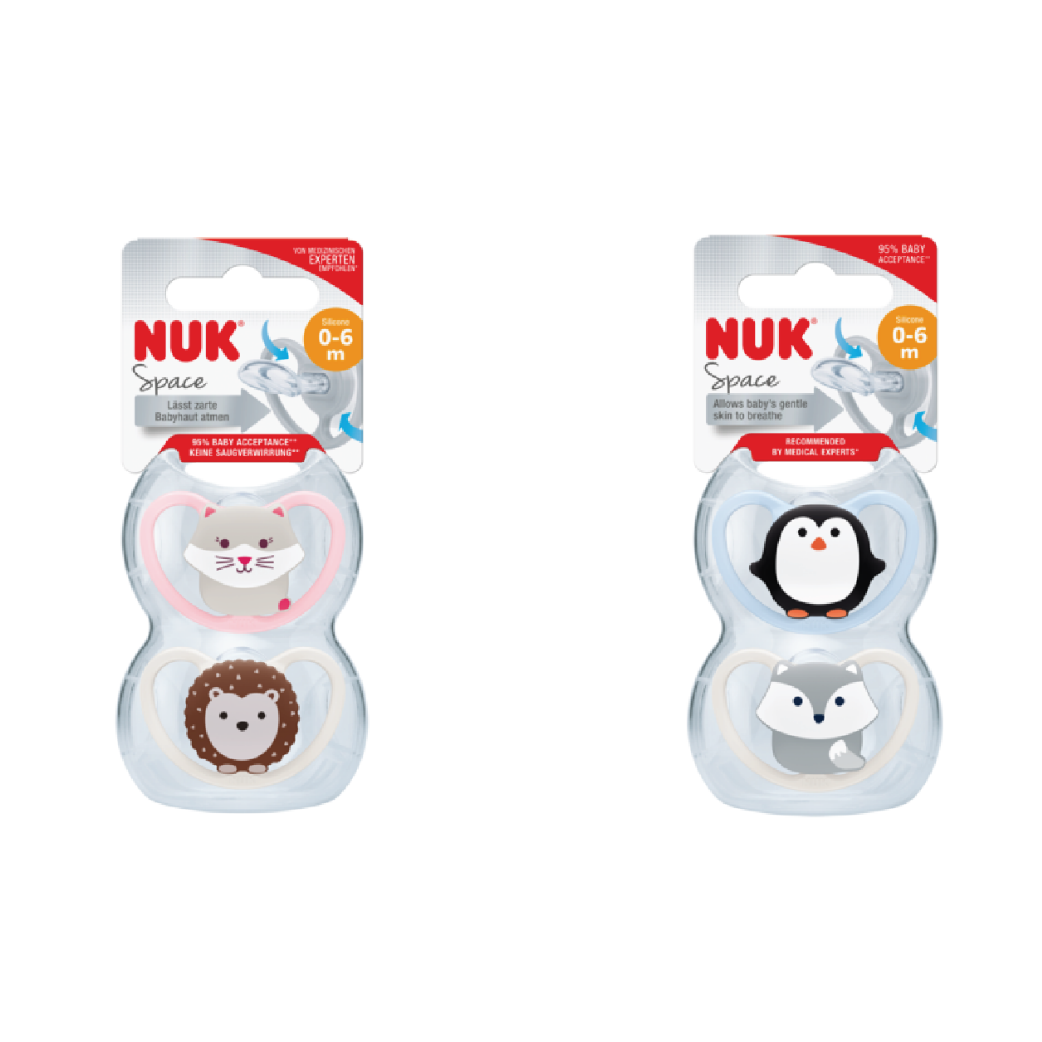 Nuk Silicone Soother S1 Space - Assorted Design (2 pieces)