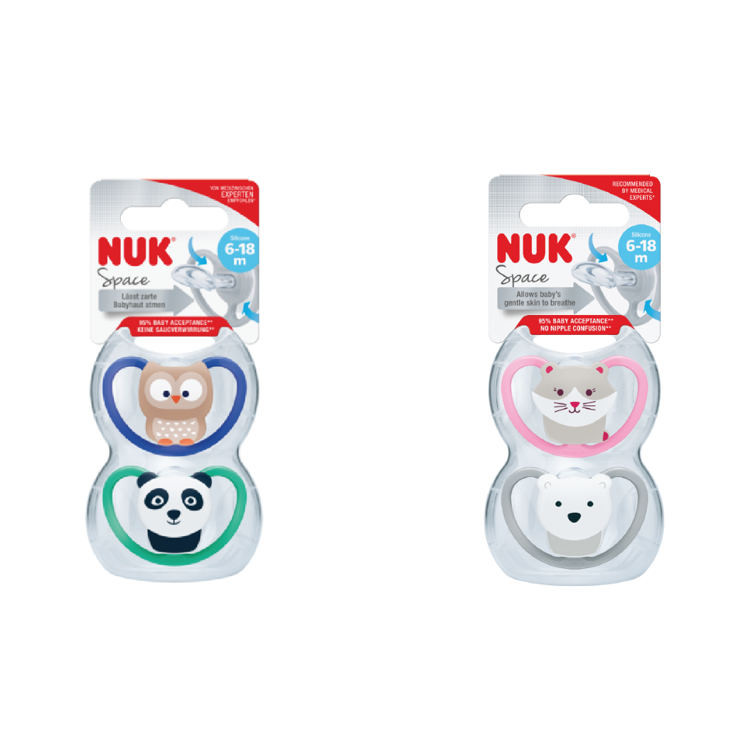 Nuk Silicone Soother S2 Space (6 Months +) Teethers & Pacifiers - Assorted Design (2 pieces)