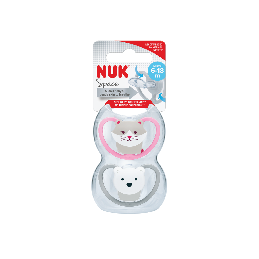 Nuk Silicone Soother S2 Space (6 Months +) Teethers & Pacifiers - Assorted Design (2 pieces)