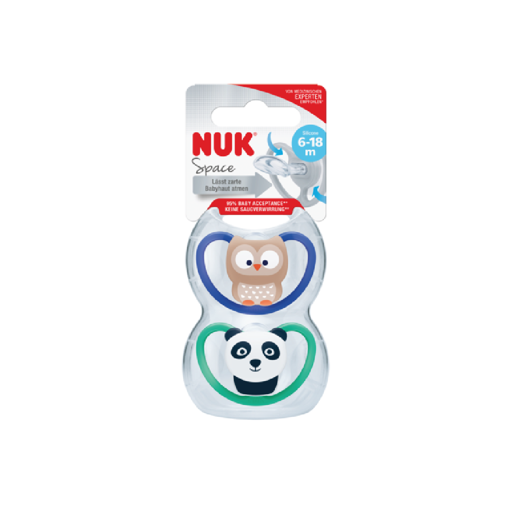 Nuk Silicone Soother S2 Space (6 Months +) Teethers & Pacifiers - Assorted Design (2 pieces)